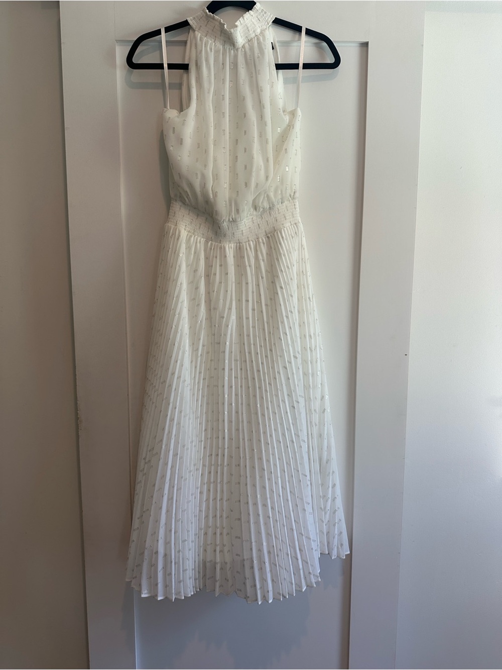 White House Black Market white with Metallic Detail Women's Dress